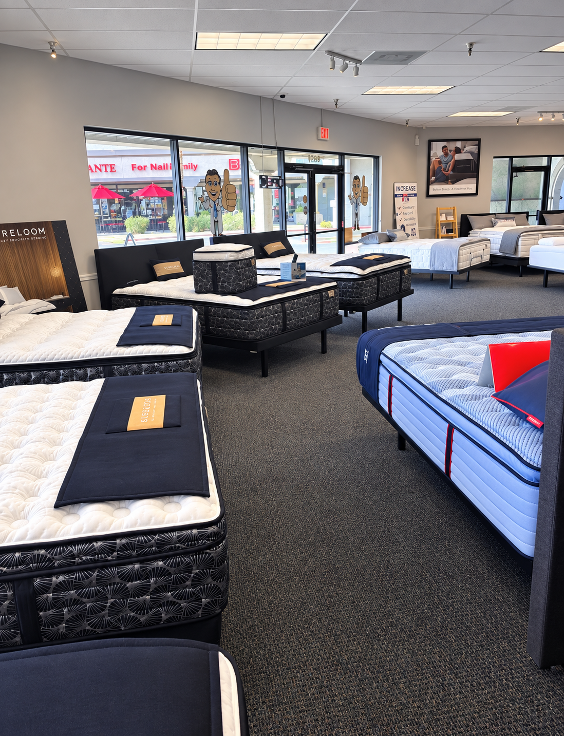 Bed DRS showroom interior with Casper mattresses on display